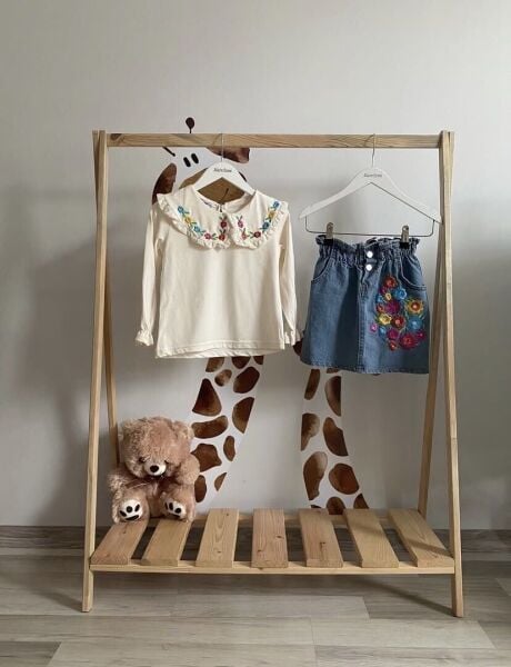 ÇİÇEK DETAYLI KOT ETEK TAKIM